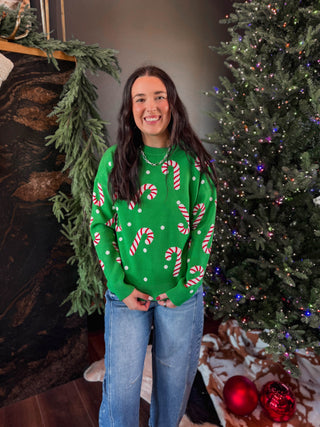 Candy Cane Lane Sweater-Green