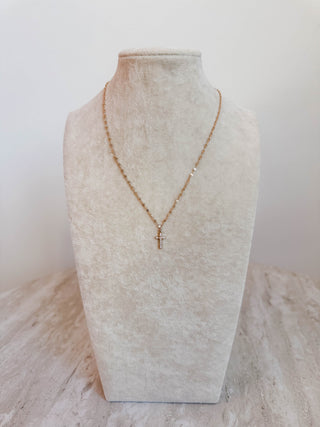 Gold Rhinestone Cross Chain Necklace