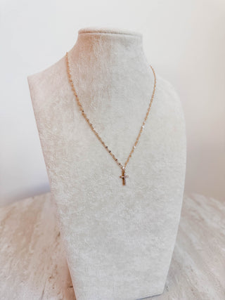 Gold Rhinestone Cross Chain Necklace