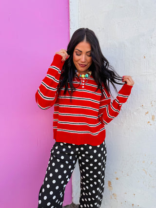 Reese Striped Henley Sweater