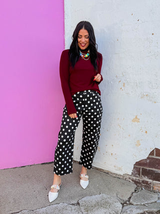Everyday Mock Neck Top-Wine
