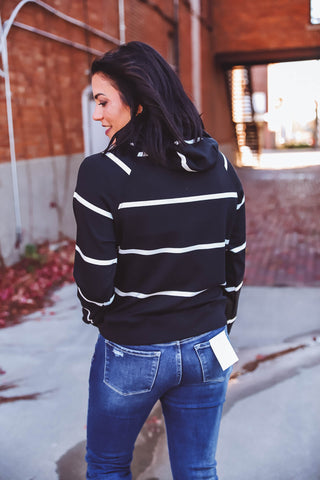 Turner Hoodie-Black Ivory Stripe-Thread & Supply