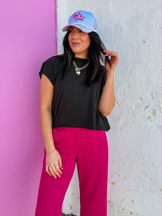 Flow Form Open Back Tee-Black
