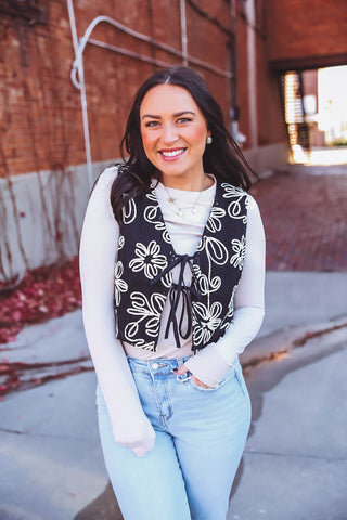 Emery Embroidered Vest-Black