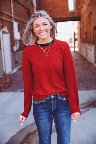 Lainey Sweater-Dark Red