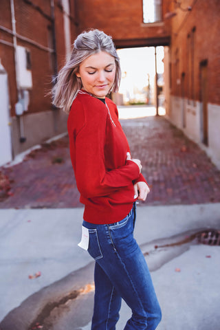 Lainey Sweater-Dark Red