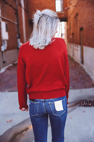 Lainey Sweater-Dark Red