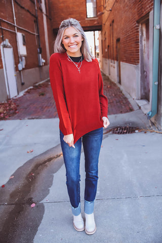 Lainey Sweater-Dark Red