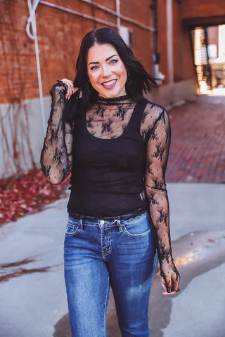 Bella Lace Top-Black