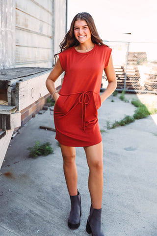 Miranda Mini Dress-Rust