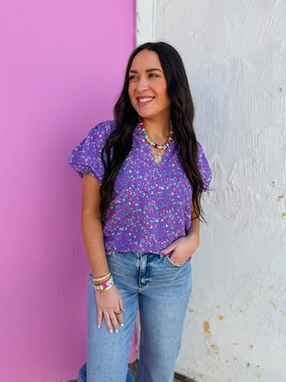 Jenny Floral Top-Purple