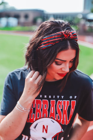 Gameday Sequin Headband-Red