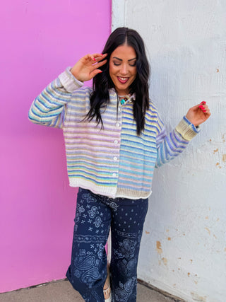Rainbow Rush Cardigan-Lime Mix
