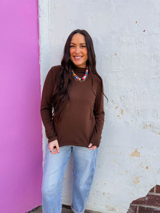 Everyday Mock Neck Top-Mocha