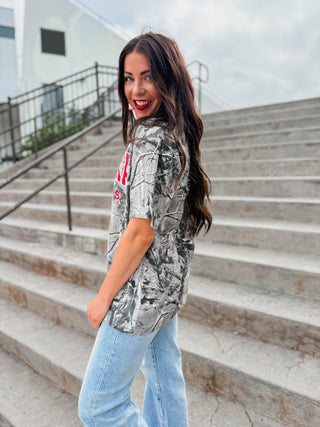Nebraska Huskers Camo Tee-Black/White