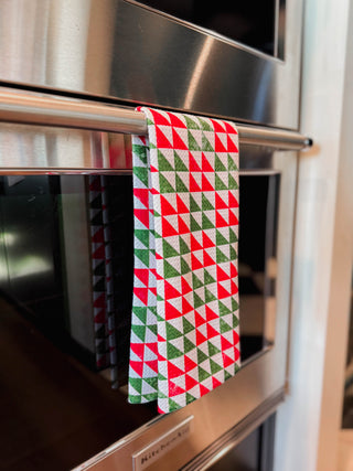 Christmas Evergreen Tea Towel-Geometry