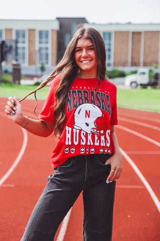 Nebraska Murray Hippie Helmet Comfort Tee-Red