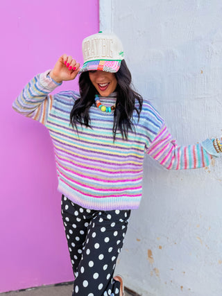 Rainbow Wishes Sweater-Lavender Mix