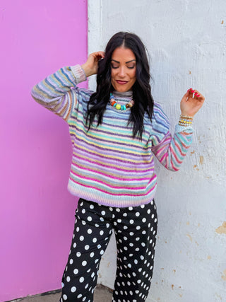 Rainbow Wishes Sweater-Lavender Mix