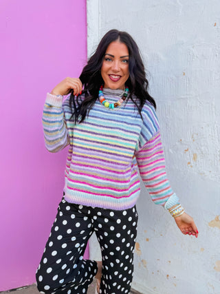Rainbow Wishes Sweater-Lavender Mix