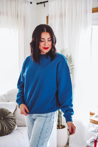 DOORBUSTER-Everyday Basic Crewneck-Classic Blue