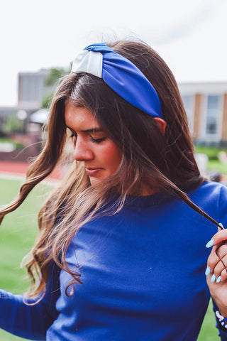 Gameday Dual Headband-White/Blue