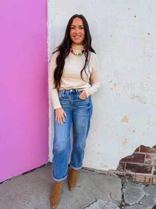 Everyday Mock Neck Top-Ivory