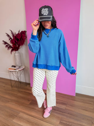 Paige Striped Pullover-Blue/Navy