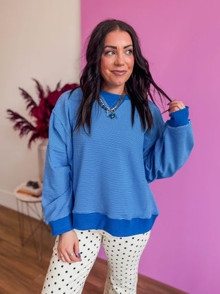 Paige Striped Pullover-Blue/Navy