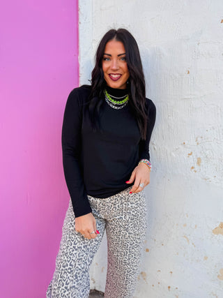 Everyday Mock Neck Top-Black