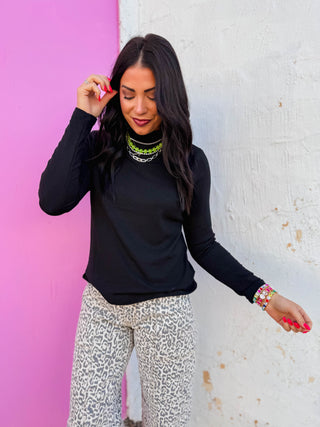 Everyday Mock Neck Top-Black