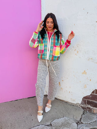 Prism Plaid Jacket-Green Mix