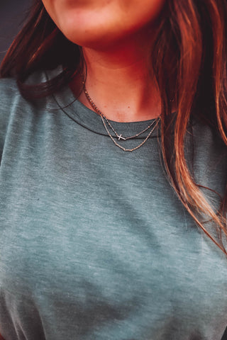 Hematite Bead & Chain Layered Necklace