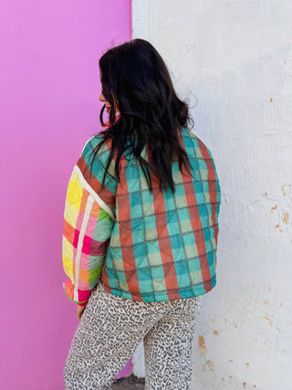 Prism Plaid Jacket-Green Mix