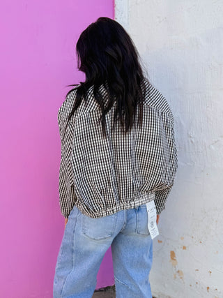 In Check Gingham Jacket-Black