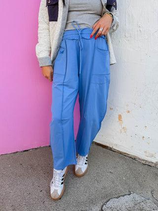 Casual Cool Barrel Pants-Blue