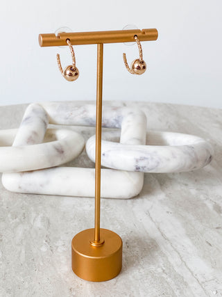 Textured Gold Hoop with Bead Accent