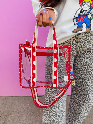 Game Day Clear Stadium Tote-Red Dot