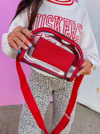 Game Day Clear Stadium Crossbody-Red