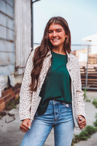 Kami Denim Floral Jacket-Cream