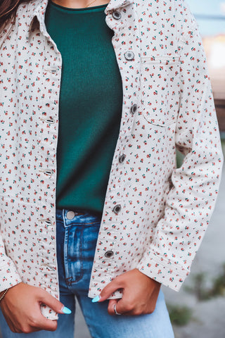 Kami Denim Floral Jacket-Cream