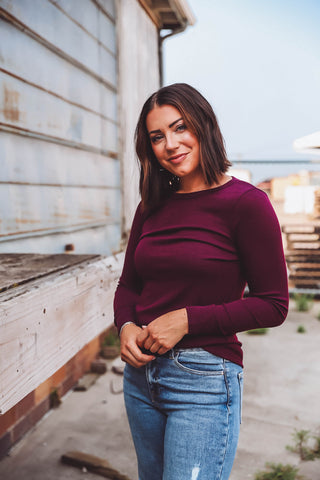 Kimberly Ribbed Top-Plum