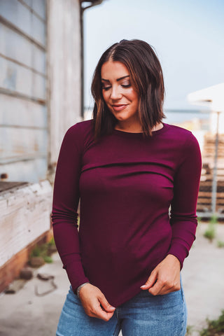 Kimberly Ribbed Top-Plum