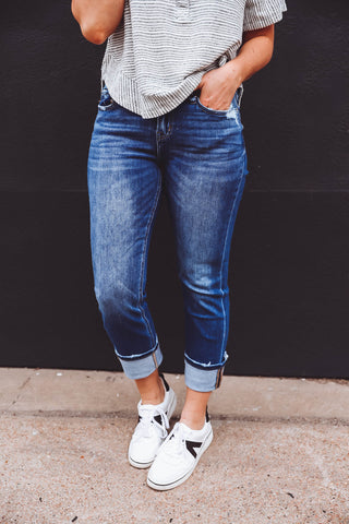 Zoey Mid Rise Straight Leg Denim