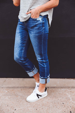 Zoey Mid Rise Straight Leg Denim