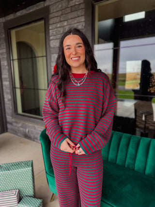 Cozy Christmas Striped Knit Set