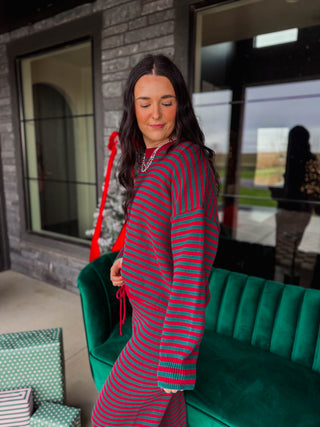 Cozy Christmas Striped Knit Set
