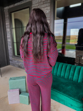 Cozy Christmas Striped Knit Set