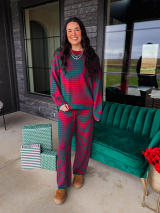 Cozy Christmas Striped Knit Set