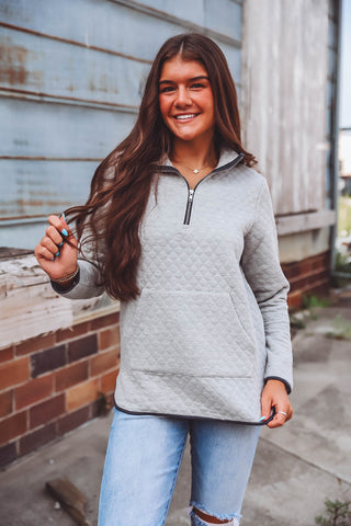 Jordynn Half Zip Pullover-H. Grey